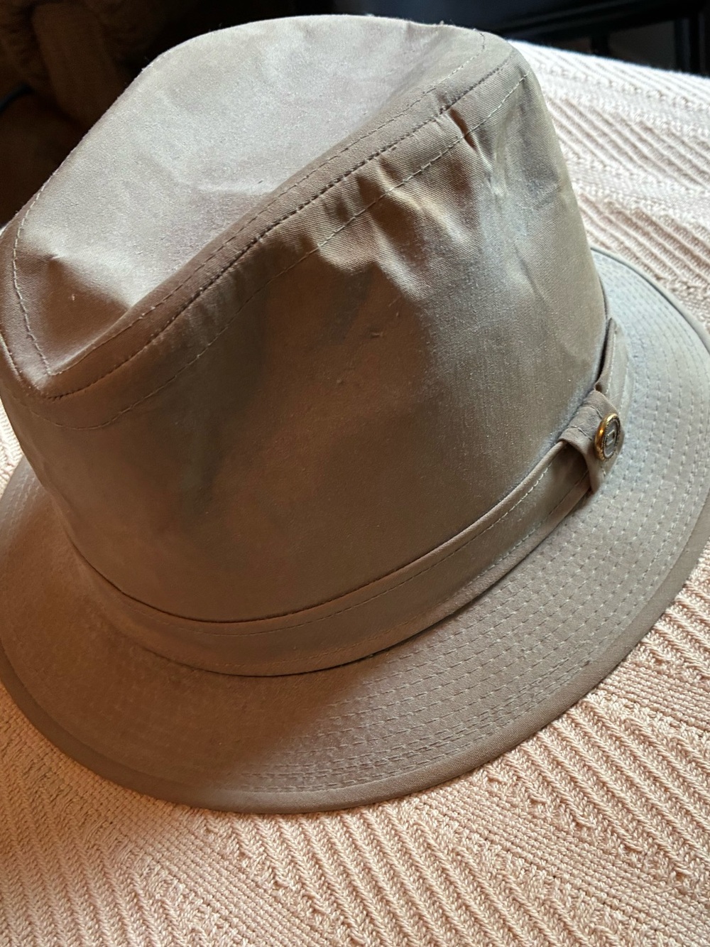Men's Size Large Vintage Botany 500 Khaki Cotton Canvas Fedora Hat